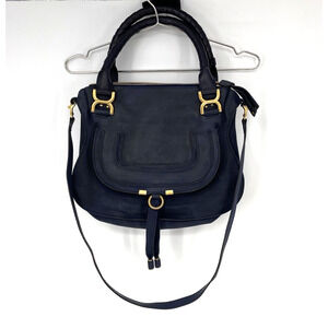 Chloe Marcie Medium Satchel Navy Nubuck Leather